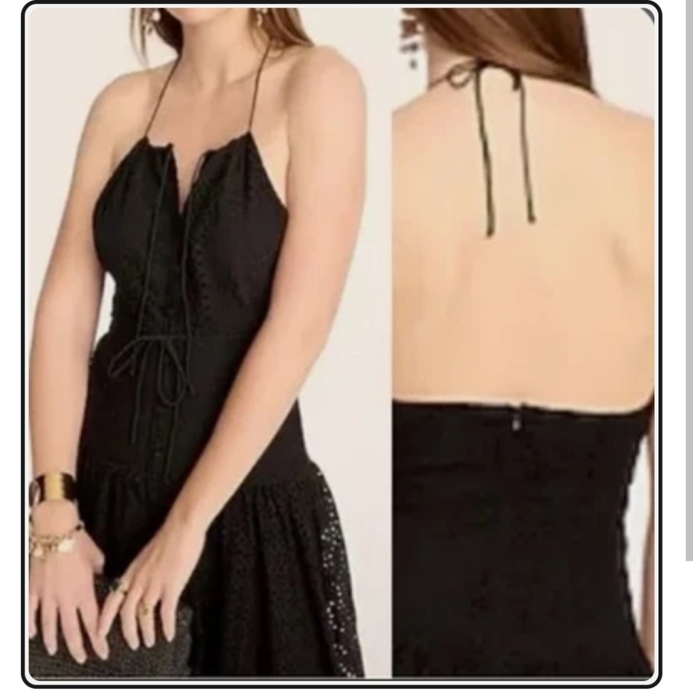 J.Crew NWT Anguilla Halter Mini Dress in Eyelet Black Sz 8 - Picture 11 of 11